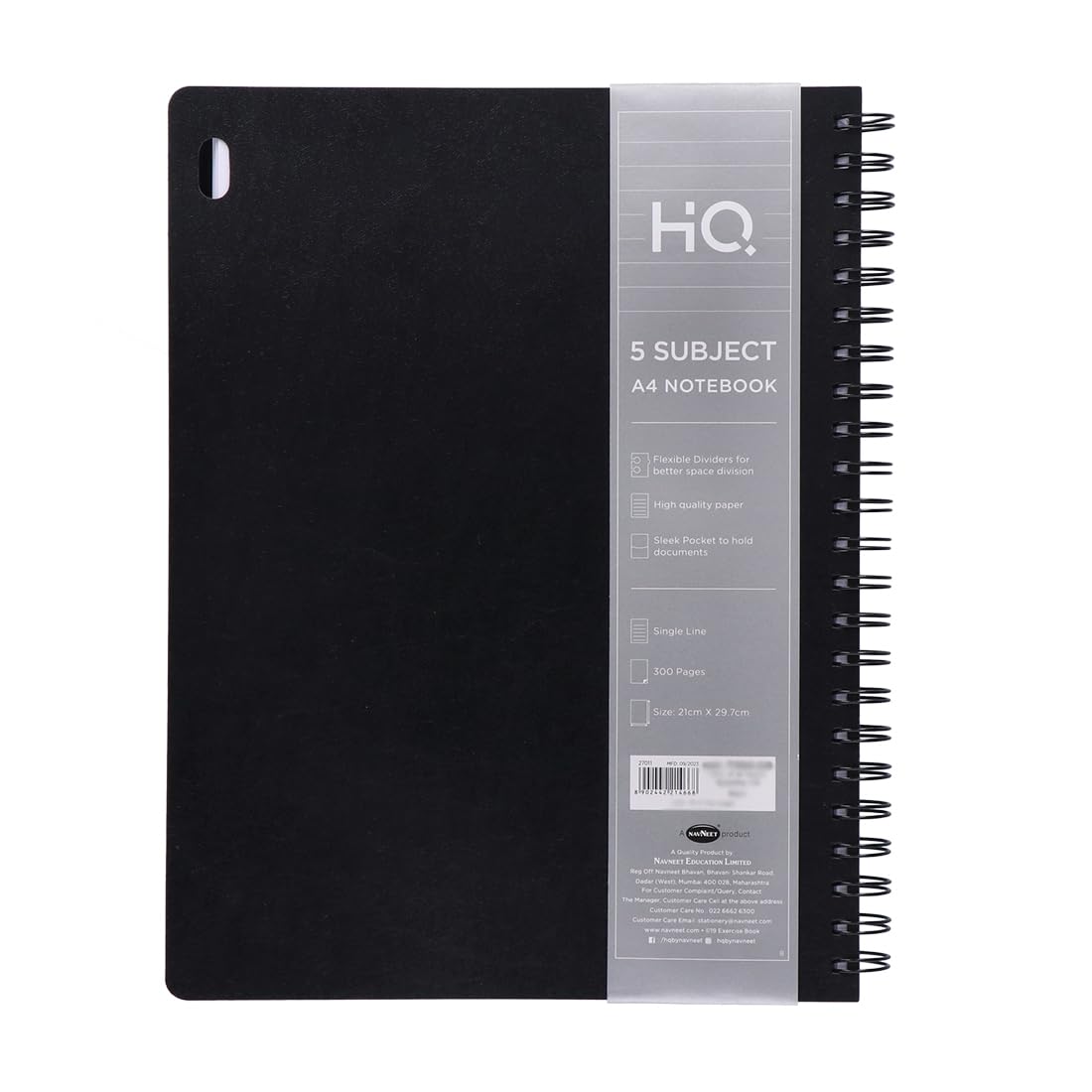 HQ by Navneet Navneet Hq | Wiro Bound Notebook |Five Subject Book